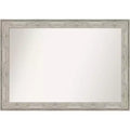 41" x 29" Non-Beveled Crackled Metallic Wall Mirror - Amanti Art: Modern Rectangle, Includes Mounting Hardware