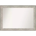 41" x 29" Non-Beveled Crackled Metallic Wall Mirror - Amanti Art: Modern Rectangle, Includes Mounting Hardware
