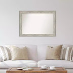 Miroir mural métallique craquelé sans biseau 41" x 29" - Amanti Art: Rectangulaire moderne, quincaillerie de montage incluse