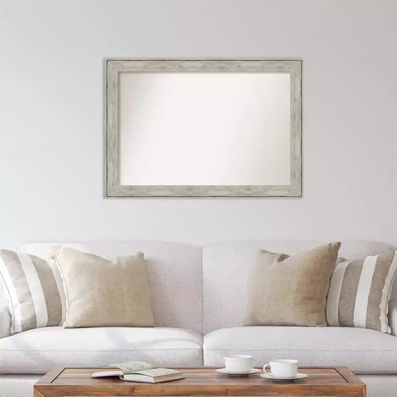 Miroir mural métallique craquelé sans biseau 41" x 29" - Amanti Art: Rectangulaire moderne, quincaillerie de montage incluse