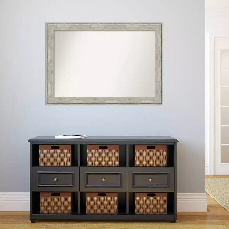 Miroir mural métallique craquelé sans biseau 41" x 29" - Amanti Art: Rectangulaire moderne, quincaillerie de montage incluse