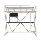 Powell Zachary Modern Industrial Pewter Metal Kids' Twin Loft Bed with Built in Study Desk