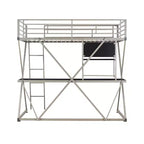 Powell Zachary Modern Industrial Pewter Metal Kids' Twin Loft Bed with Built in Study Desk