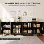 Garvee Rattan Sideboard Buffet Cabinet, 4 Doors Accent Storage Cabinet, Console Table Coffee Bar,Adjustable Shelves for Kitchen, Hallway, Living Room