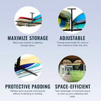 StoreYourBoard Hi-Port 2 | SUP & Surfboard Adjustable Ceiling Storage Rack | Double | Holds 150 lbs