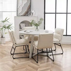 Roundhill Furniture Innes Round Dining Set, Trestle Dining Table with 4 Stylish Chairs, 5-Piece