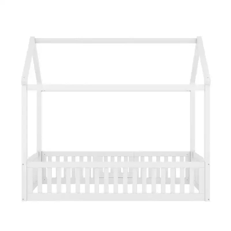 Lit cabane en bois double/complet avec clôture et porte 4N - ModernLuxe