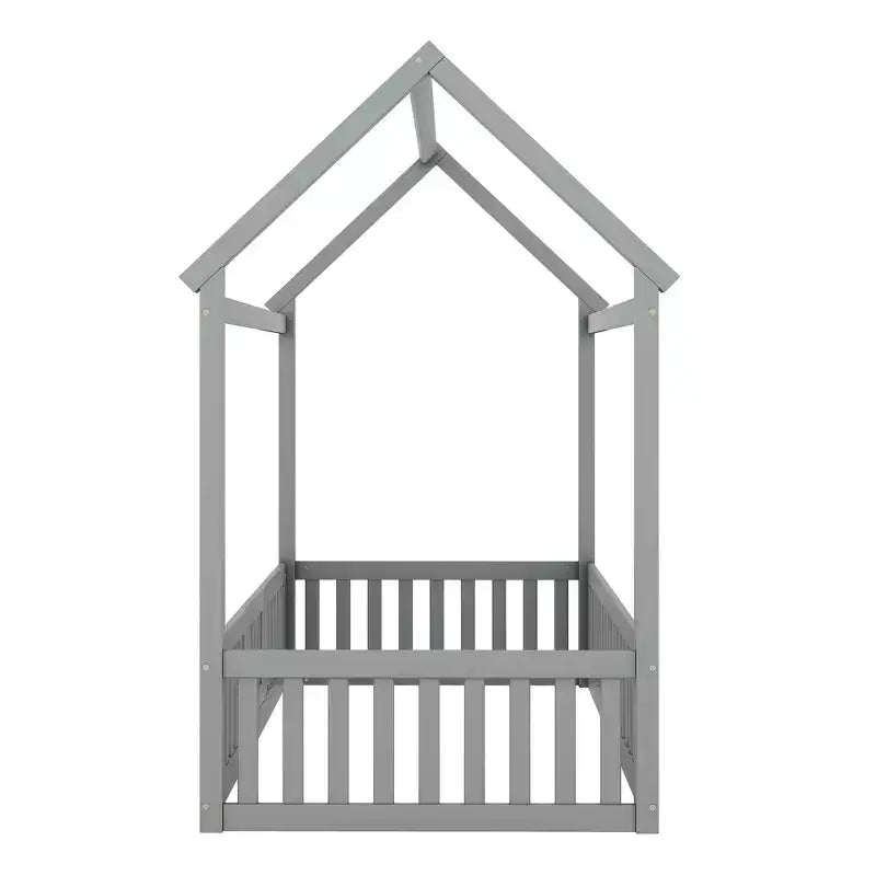 Lit cabane en bois double/complet avec clôture et porte 4N - ModernLuxe