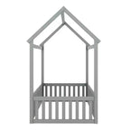 Lit cabane en bois double/complet avec clôture et porte 4N - ModernLuxe