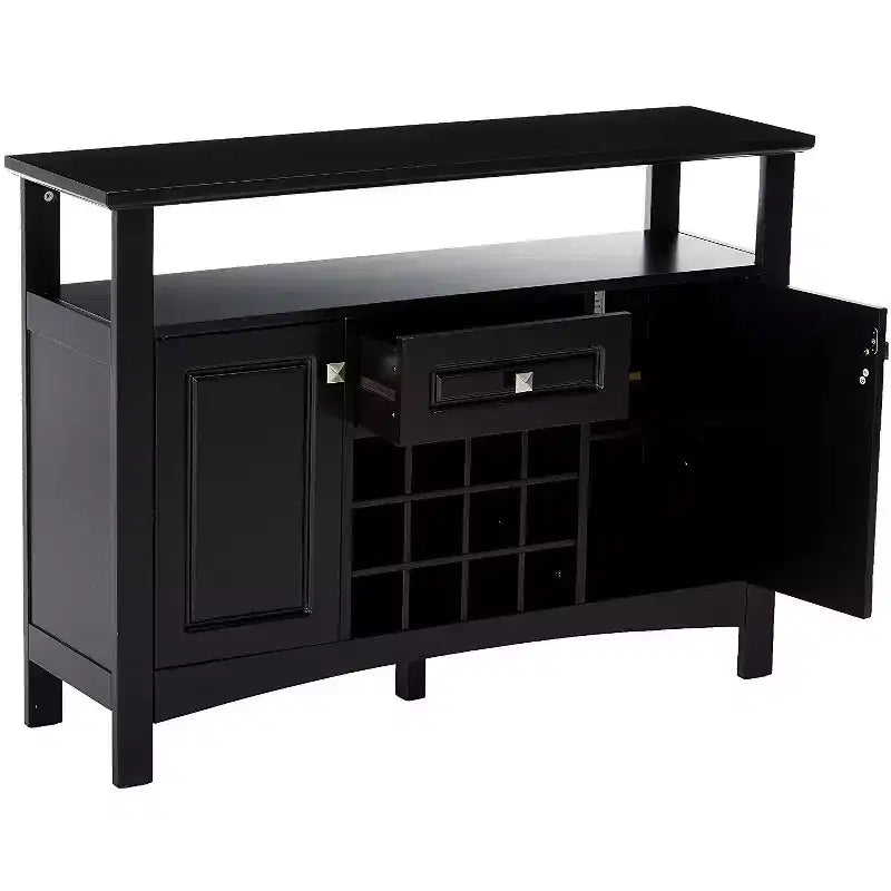 Kings Brand Furniture Walston – Table console buffet porte-bouteilles 9 bouteilles avec portes en verre, expresso