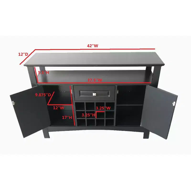 Kings Brand Furniture Walston – Table console buffet porte-bouteilles 9 bouteilles avec portes en verre, expresso