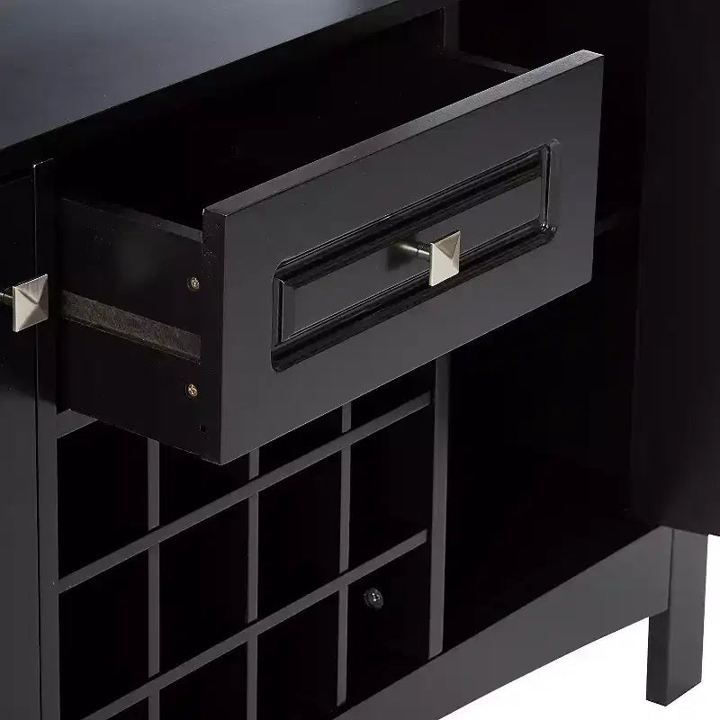 Kings Brand Furniture Walston – Table console buffet porte-bouteilles 9 bouteilles avec portes en verre, expresso