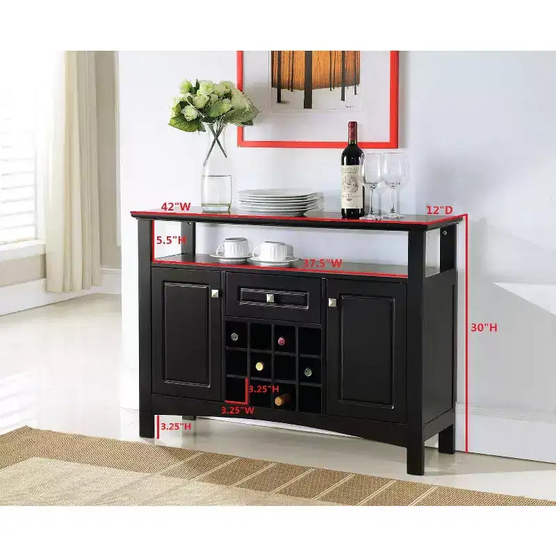 Kings Brand Furniture Walston – Table console buffet porte-bouteilles 9 bouteilles avec portes en verre, expresso