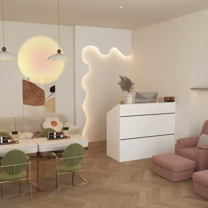 Famapy 47.2 Bureau d'accueil minimaliste blanc - Comptoir de réception professionnel