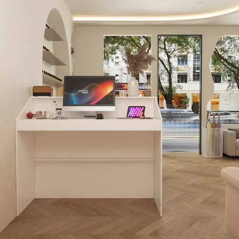 Famapy 47.2 Bureau d'accueil minimaliste blanc - Comptoir de réception professionnel