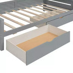 Twin/Full Size Wooden Daybed with 2 Drawers, All-in-One Cabinet and Shelves - ModernLuxe
