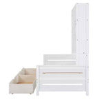 Twin/Full Size Wooden Daybed with 2 Drawers, All-in-One Cabinet and Shelves - ModernLuxe