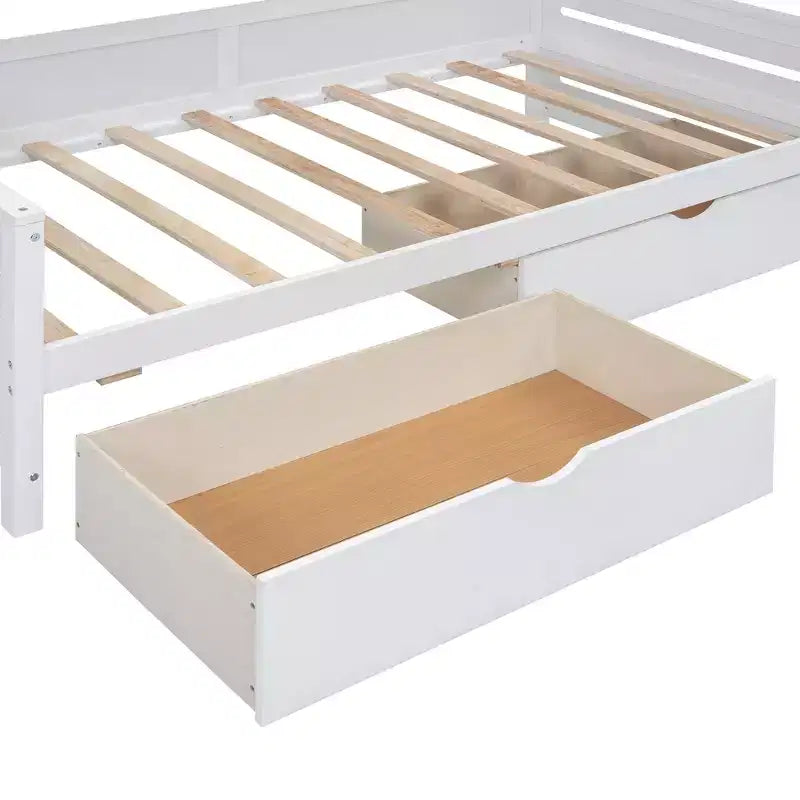 Twin/Full Size Wooden Daybed with 2 Drawers, All-in-One Cabinet and Shelves - ModernLuxe