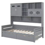 Twin/Full Size Wooden Daybed with 2 Drawers, All-in-One Cabinet and Shelves - ModernLuxe
