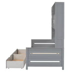 Twin/Full Size Wooden Daybed with 2 Drawers, All-in-One Cabinet and Shelves - ModernLuxe