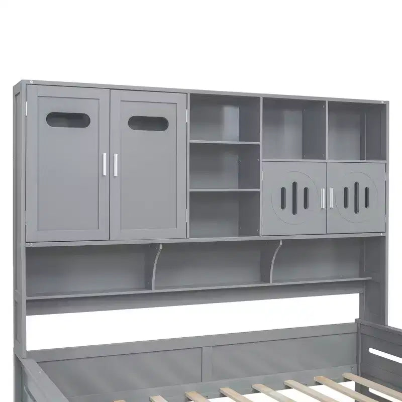 Twin/Full Size Wooden Daybed with 2 Drawers, All-in-One Cabinet and Shelves - ModernLuxe