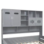 Twin/Full Size Wooden Daybed with 2 Drawers, All-in-One Cabinet and Shelves - ModernLuxe