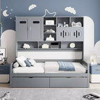 Twin/Full Size Wooden Daybed with 2 Drawers, All-in-One Cabinet and Shelves - ModernLuxe