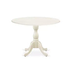 HomeStock 5 Piece Round Dining Table Set Linen Fabric Parsons Chairs