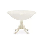 HomeStock 5 Piece Round Dining Table Set Linen Fabric Parsons Chairs