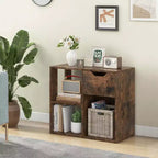 Costway 1/2 PCS 3-Cube Bookshelf 2-Tier Open Shelf Bookcase with Drawer Home Storage Organizer