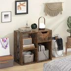 Costway 1/2 PCS 3-Cube Bookshelf 2-Tier Open Shelf Bookcase with Drawer Home Storage Organizer