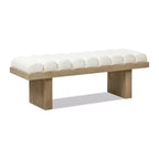 Jennifer Taylor Home Bella 52 Upholstered Modern Accent Bench, Ivory White Boucle