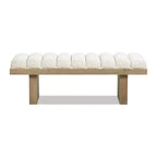 Jennifer Taylor Home Bella 52 Upholstered Modern Accent Bench, Ivory White Boucle