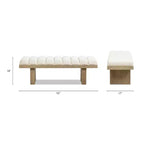 Jennifer Taylor Home Bella 52 Upholstered Modern Accent Bench, Ivory White Boucle