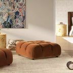 Jennifer Taylor Home Marcel Pouf modulable moderne 36 po Bubble Ottoman, Velours performance vert olive