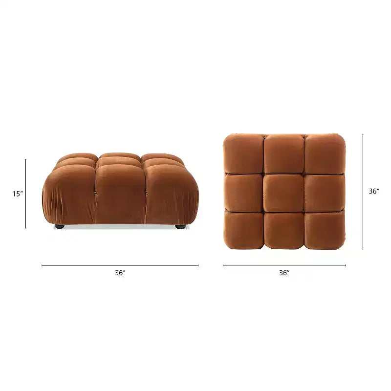 Jennifer Taylor Home Marcel Pouf modulable moderne 36 po Bubble Ottoman, Velours performance vert olive