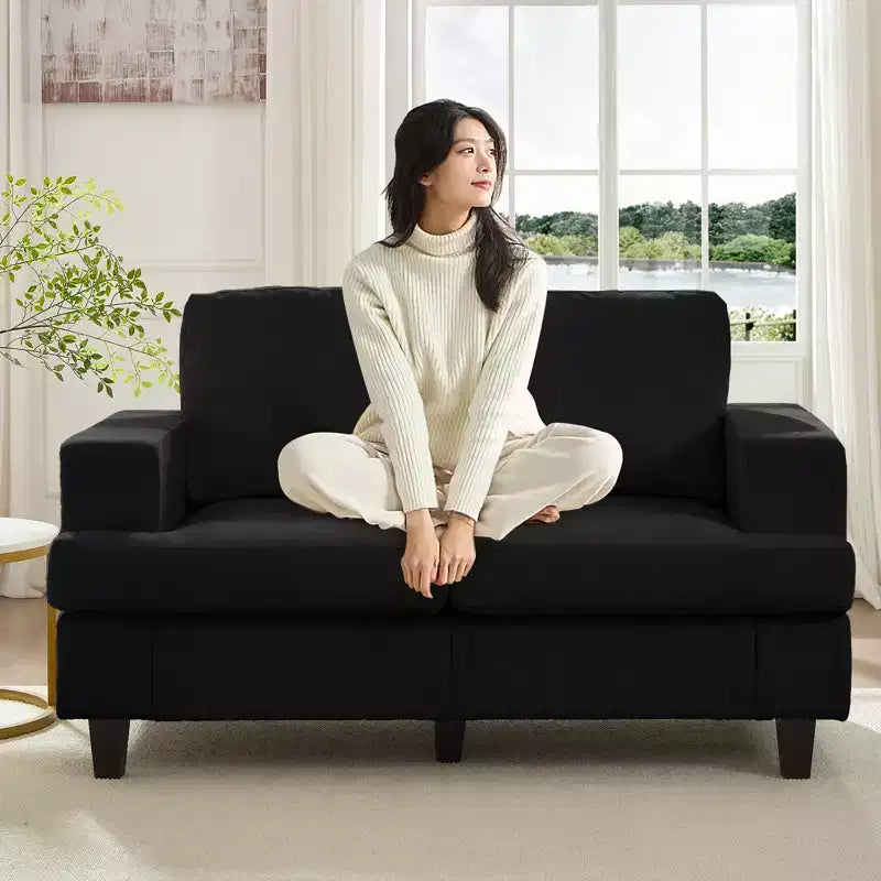 Mjkone 56 Width Loveseat Sectional Sofa,Chenille Fabric Cloud Sleeper Comfy Upholstered 2-Seater Couches