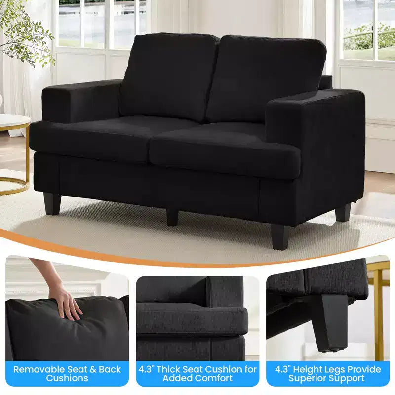 Mjkone 56 Width Loveseat Sectional Sofa,Chenille Fabric Cloud Sleeper Comfy Upholstered 2-Seater Couches
