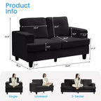 Mjkone 56 Width Loveseat Sectional Sofa,Chenille Fabric Cloud Sleeper Comfy Upholstered 2-Seater Couches