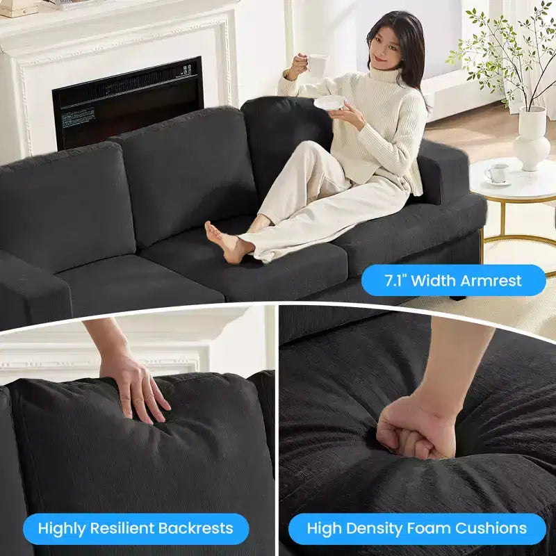 Mjkone 56 Width Loveseat Sectional Sofa,Chenille Fabric Cloud Sleeper Comfy Upholstered 2-Seater Couches