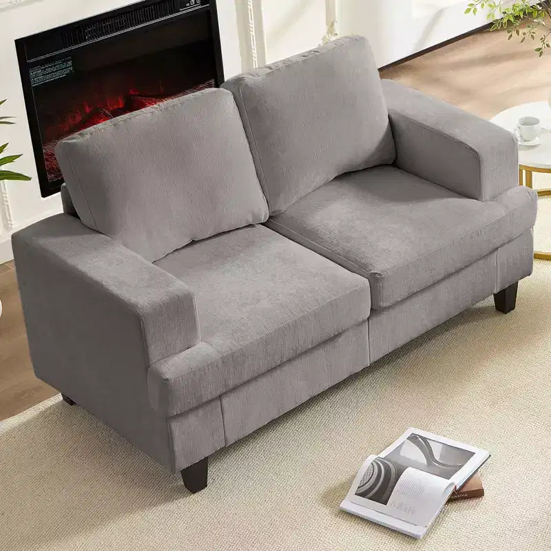 Mjkone 56 Width Loveseat Sectional Sofa,Chenille Fabric Cloud Sleeper Comfy Upholstered 2-Seater Couches