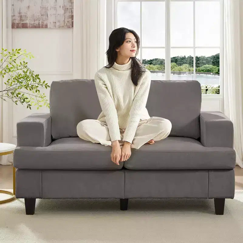 Mjkone 56 Width Loveseat Sectional Sofa,Chenille Fabric Cloud Sleeper Comfy Upholstered 2-Seater Couches