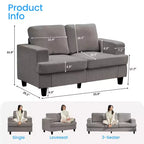 Mjkone 56 Width Loveseat Sectional Sofa,Chenille Fabric Cloud Sleeper Comfy Upholstered 2-Seater Couches