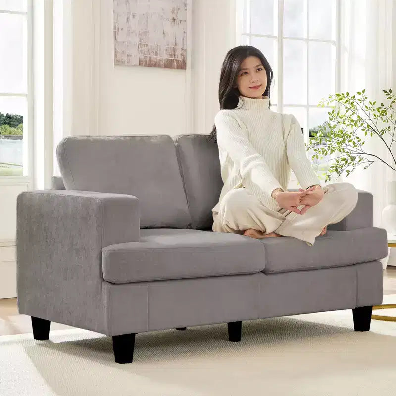 Mjkone 56 Width Loveseat Sectional Sofa,Chenille Fabric Cloud Sleeper Comfy Upholstered 2-Seater Couches