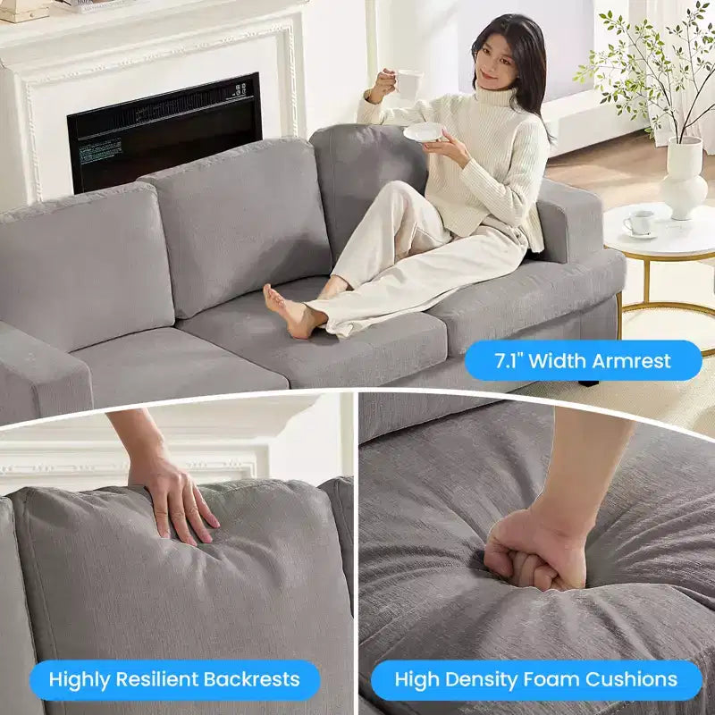 Mjkone 56 Width Loveseat Sectional Sofa,Chenille Fabric Cloud Sleeper Comfy Upholstered 2-Seater Couches