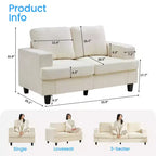 Mjkone 56 Width Loveseat Sectional Sofa,Chenille Fabric Cloud Sleeper Comfy Upholstered 2-Seater Couches