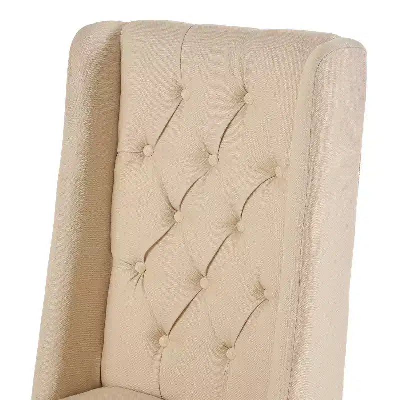 Lot de 2 chaises de salle à manger sans accoudoirs, avec dossier haut à oreilles et capitonnage en losanges, bleu/beige/gris/marron/rouge/noir – Merax