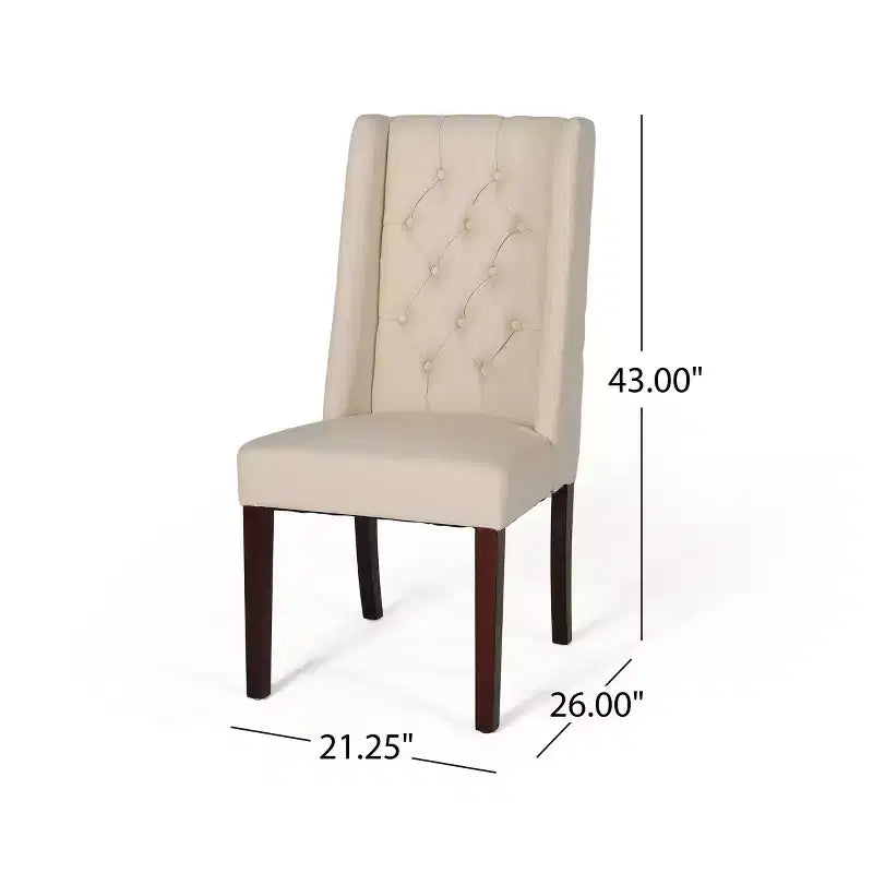 Lot de 2 chaises de salle à manger sans accoudoirs, avec dossier haut à oreilles et capitonnage en losanges, bleu/beige/gris/marron/rouge/noir – Merax