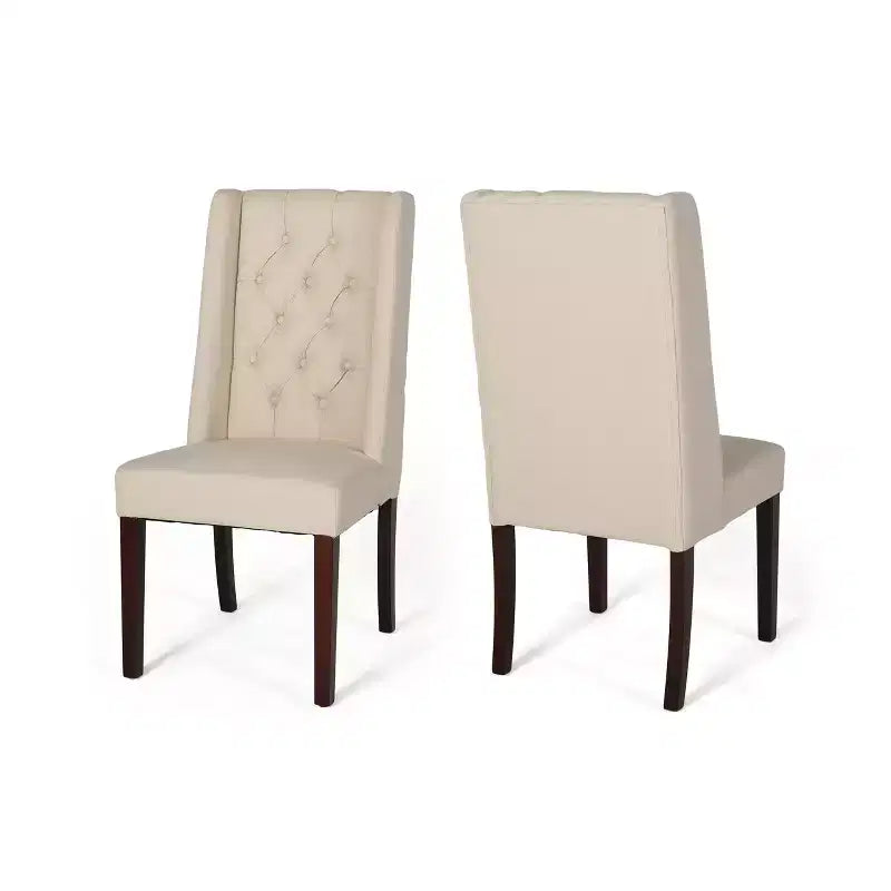 Lot de 2 chaises de salle à manger sans accoudoirs, avec dossier haut à oreilles et capitonnage en losanges, bleu/beige/gris/marron/rouge/noir – Merax