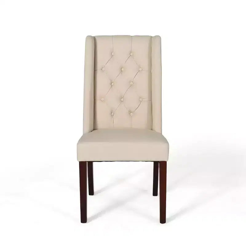 Lot de 2 chaises de salle à manger sans accoudoirs, avec dossier haut à oreilles et capitonnage en losanges, bleu/beige/gris/marron/rouge/noir – Merax